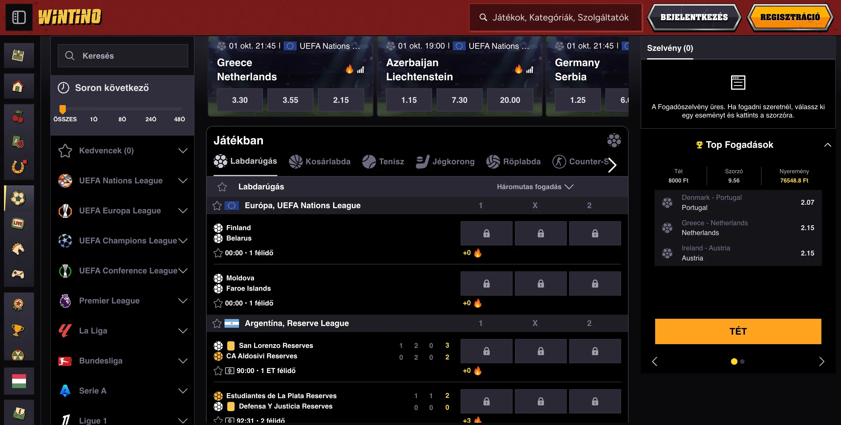 Sportfogadás a Wintino